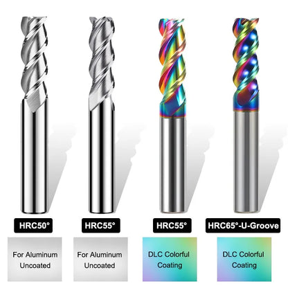 AZZKOR Aluminum Carbide Cutter HRC50/55/65 1.0-20.0mm